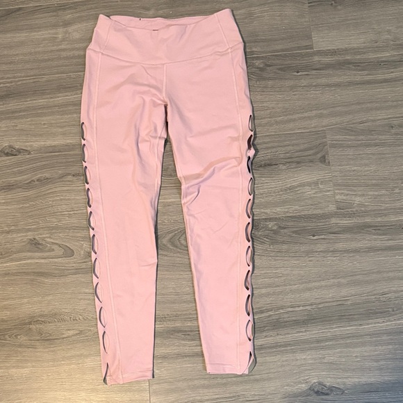 Victoria Sport Pants - Victoria Sport Women's Pink Leggings with Side Cutouts. Size M